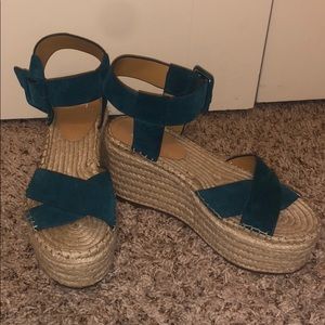 Marc Fisher Teal Espadrilles wedges